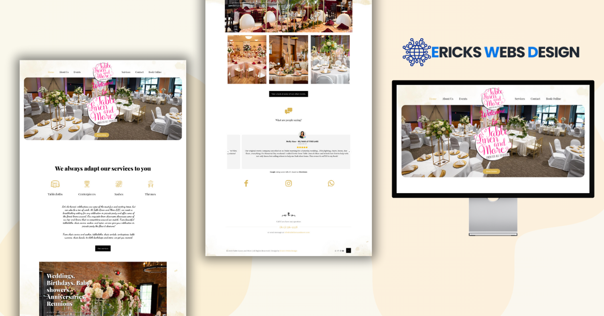 Event Decor Website Design — Table Linen and More Redesign & Booking