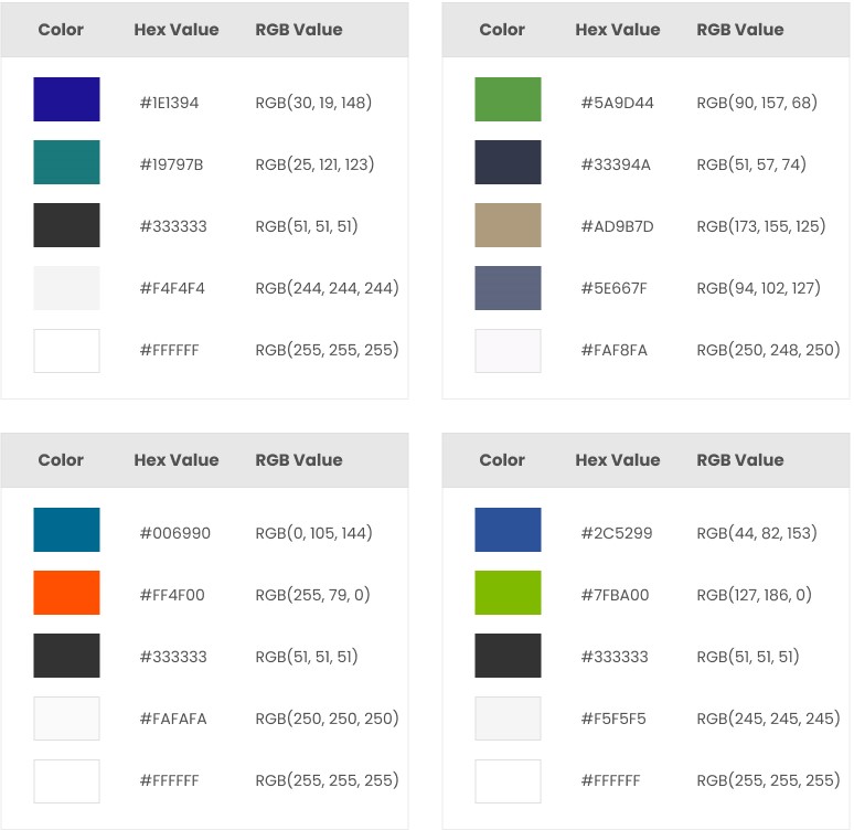 sample color schemes for brand identity